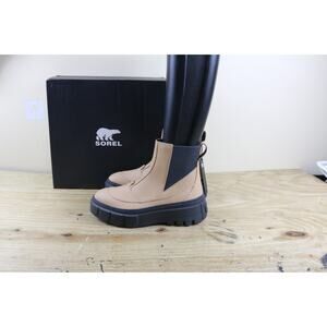 New Sorel Boots 8M Leather Brown Black Caribou X Waterproof Platform Chelsea